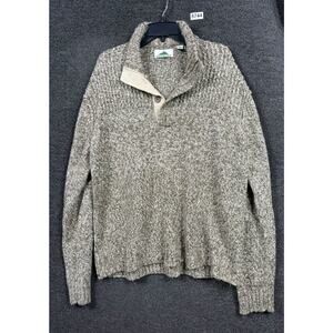 Rockingham Knit Sweater Mens Size XXL Beige Button Up Mock Turtle Neck 1/4